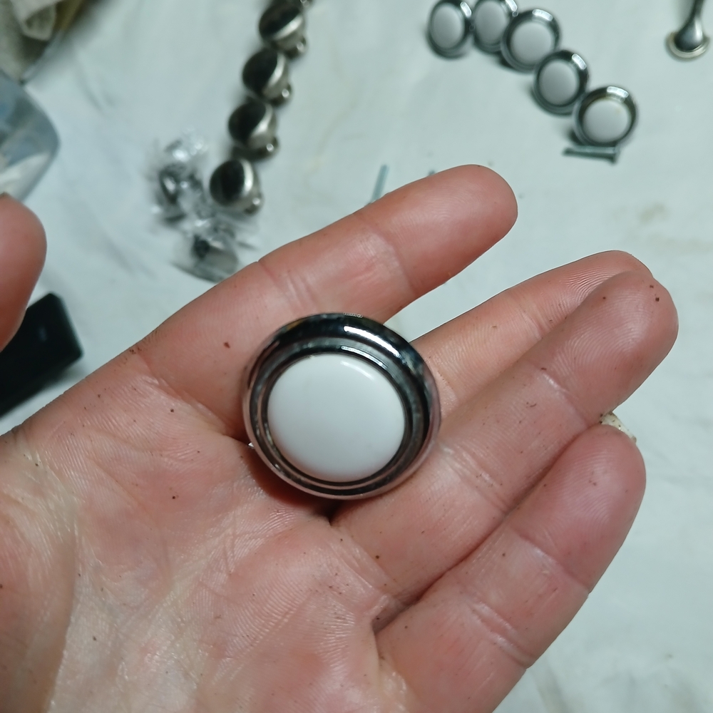 Laurey First Family 1-1/4 in. Chrome and White Round Cabinet Knob. x6